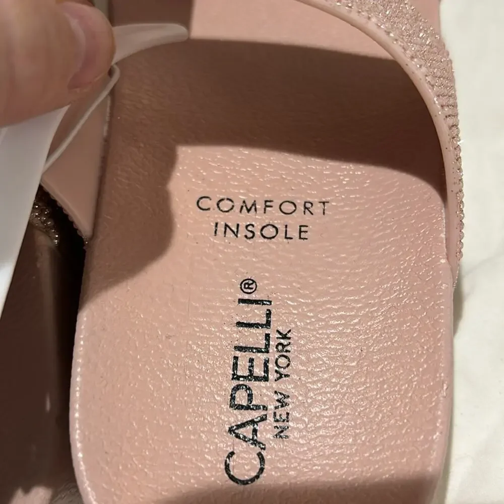 Capelli New York 1/2 molded footbed slides bling glimmer tops pink nwt